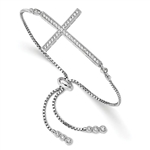 Diamond Essence Sideways Cross Adjustable Bracelet, 1.0 Ct.t.w. in Platinum Plated Sterling Silver.