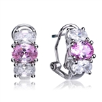 Diamond Essence Designer Earrings with Oval cut Pink and Brilliant Stones, 3.25 cts.t.w. - SEC1251P