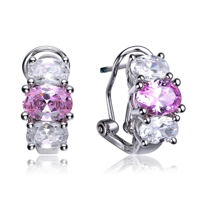 Diamond Essence Designer Earrings with Oval cut Pink and Brilliant Stones, 3.25 cts.t.w. - SEC1251P