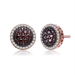 Diamond Essence Earrings with Diamond And Chocolate stones, 3 Cts.T.W. in Rose Plated Sterling Silver.