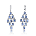 Diamond Essence Earrings with Radiant cut Sapphire surrounded by Round Brilliant Melee, 10.0 cts.t.w. - SEC2652S