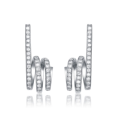 Twists - Diamond Essence Designer Earrings with 1.0 Ct. T.W. of sparkling Melee set delicately on twisted Platinum Plated Sterling Silver setting.