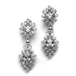 Diamond Essence Cocktail Earrings, 16.0 Cts.T.W. with Pear, Princess, Marquise And Oval Stones, in Platinum Plated Sterling Silver.