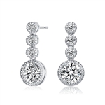 Diamond Essence Designer Drop Earrings with Round Brilliant Stones, 4.60 Cts.t.w.in Platinum Plated Sterling Silver.