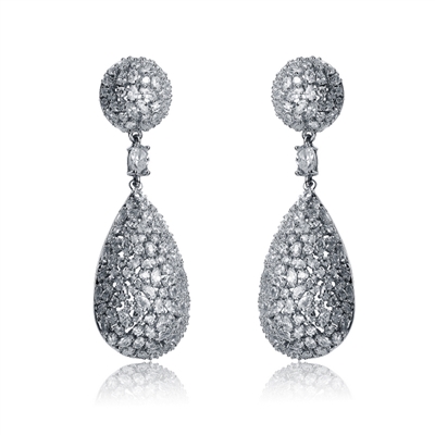 Designer Earrings with Medley of Simulated Round, Marquise and Pear Cut Diamonds by Diamonds Essence set in Sterling Silver