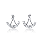 Diamond Essence Anchor Shaped Earrings With Beautiful Round Cut Stones, in Platinum Plated Sterling Silver, 1.10 Cts.T.W.