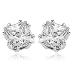 Princess cut square stone stud earrings in silver