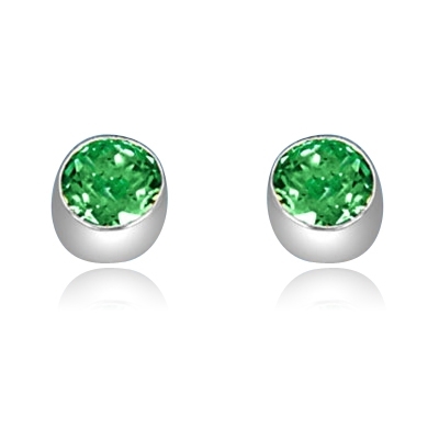 Diamond Essence 0.5 carat each, emerald stone set in 14K Gold Vermeil tubular bezel setting. 1.0 ct.t.w.  Choice of 2 and 4 ct.t.w. available.
