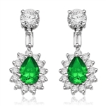 Clip Pear with Emerald Essence earrings in silver