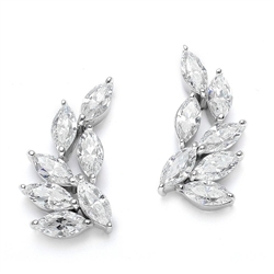 Diamond Essence Designer Earring with Marquise Essence. Appx. 7 Cts.T.W. set in Platinum Plated Sterling Silver.