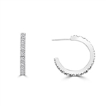 Sparkling Half hoop earrings with Diamond essence round brilliant stones set in Platinum Plated Sterling Silver, 3.6 cts.t.w.