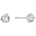 Pair of Studs in three prongs Martini Setting, Round Diamond Essence in each stud. 2.0 Cts T.W. set in Platinum Plated Sterling Silver.