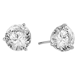 Pair of Studs in three prongs Martini Setting, Round Diamond Essence in each stud. 4.0 Cts T.W. set in Platinum Plated Sterling Silver.