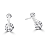 Large round DE stone earring in Platinum Plated Silver