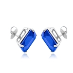 Sterling Silver sapphire studs earrings