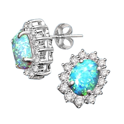 1.2ct oval opal studs earrings in silver