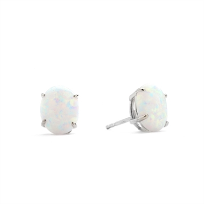 Diamond Essence opal studs. 3.0 Cts. each, set in Platinum Plated Sterling Silver 6.0 Cts. T.W.