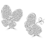PlatinumPlated Sterling Silver butterfly earring with marquise cut
