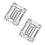 1 ct.Emerald Studs Platinum Plated Sterling Silver