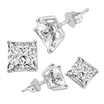 square cut stone sterling silver earrings
