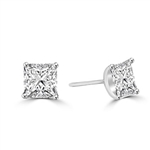 Princess cut Diamond Essence studs cradled in Platinum Plated Sterling Silver, 3.0 cts. t.w.