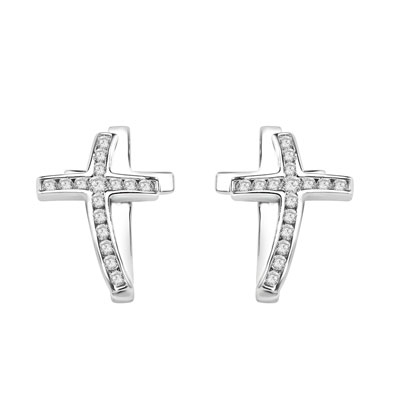 Wondrous Cross Earrings in Platinum Plated Sterling Silver