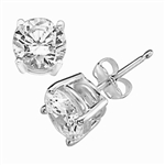 1ct ear studs in platinum plated sterling silver