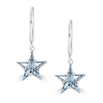 Prong Set Lever back Earring with Special Cut Faux Blue Topaz Star Diamond by Diamond Essence set in Sterling Silver