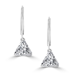 Diamond Essence Brilliant Trilliant Cut 1 Ct each, for a 2 Cts. T.W. Lever Back Earrings set in Sterling Silver. Mesmerizing beauty for all occasions.