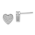 Diamond Essence Heart Shape Earrings, with pave setting melee in Platinum Plated Sterling Silver, 2.0 cts.t.w.