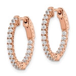 Beautiful In and Out Hoop Earrings featuring Diamond Essence Round brilliant stones in prong setting with safety lock on each.