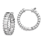 hoop earrings with baguettes in silver