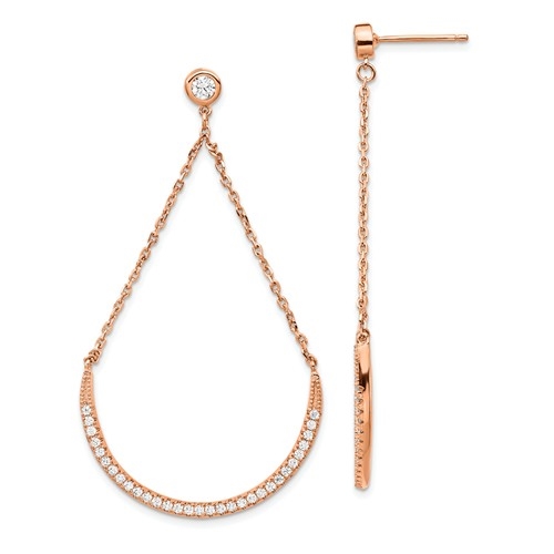 Diamond Essence Designer Dangle Earrings, 1.50 Cts.t.w. in Rose Plated Sterling Silver.
length 56mm and width 29mm.