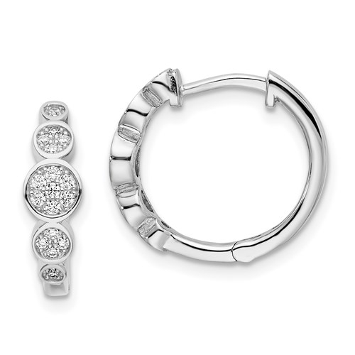 Diamond Essence hinged Hoops with Round Brilliant Stones in platinum Plated Sterling Silver, 0.5 Cts T.W.