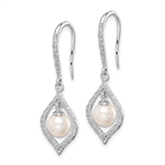 Pearl and Diamond Silver Dangle Earring