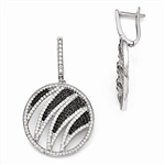 Designer Earrings with Ember Essence and Diamond Essence Melee, 5.0 Cts. T.W. set in Platinum Plated Sterling Silver.