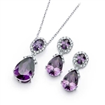 Diamond Essence Amethyst Earring Pendant Designer Set