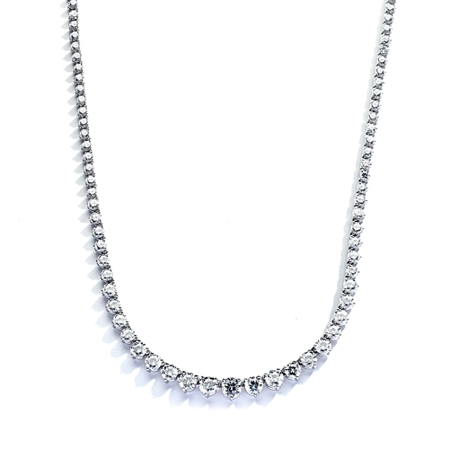 16" necklace of graduated round stones in silver