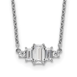 Beautiful Trio Necklace with emerald cut stones and two round diamonds by Diamond Essence set in platinum plated sterling silver, 3.5 cts.t.w.