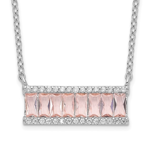 Diamond Essence morganite Necklace, 2  Cts.T.W. in Platinum Plated Sterling Silver.
Length-18"