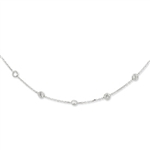 Bezel Set Delicate Necklace with Artificial Round Brilliant Diamonds by Diamond Essence set in Sterling Silver