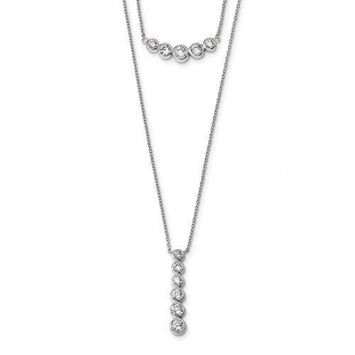 Diamond Essence Two Strand Necklace, 5.0 Cts. Round Brilliant Stones set in bezel setting of Platinum Plated Sterling Silver.