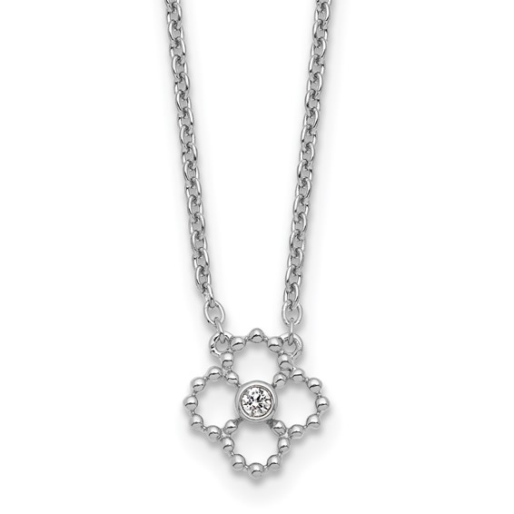 Beaded Quatrefoil Sterling Silver Necklace