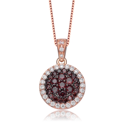 Diamond Essence Rose Plated Pendant with Diamond And Chocolate stones, 1.70 Cts.T.W.-SPC2409