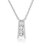 Channel Set Pendant with Three Graduating Artificial Round Brilliant Diamonds by Diamond Essence set in Sterling Silver