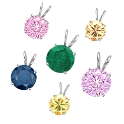 A brilliant-cut Diamond Essence pendant. 1.0 cts. t.w. stone in Platinum Plated Sterling Silver. Specify your choice of Diamond Essence Canary, Emerald, Pink, Lavender, Champagne, Sapphire, or Ruby.