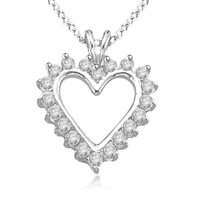 0.5 cts Diamond Essence Heart Pendants in silver