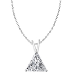 Diamond Essence  Pendant with 1.0 ct Triangle Stone in Platinum Plated Sterling Silver.