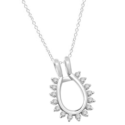 Horseshoe Pendant Insert 0.15 Cts. T.W. in Platinum Plated Sterling Silver.