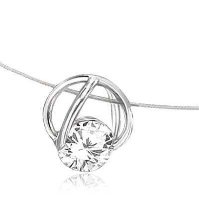 Platinum Plated Sterling Silver Slide Pendant with classic Round Brilliant Diamond Essence. 1.25 Cts.T.W.
Free Silver Chain Included.